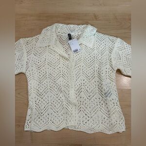 H&M Ivory Crochet Cardigan